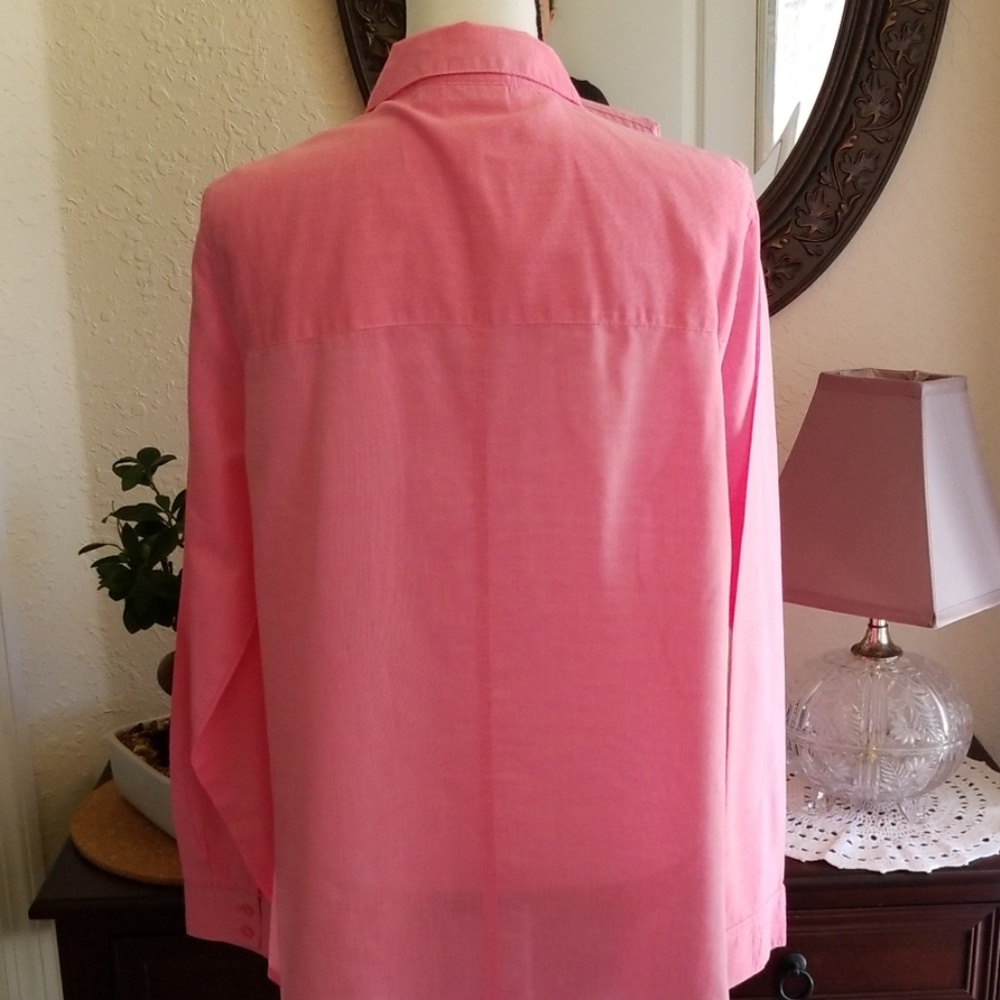 Pink LS button front blouse - Picture 3 of 8